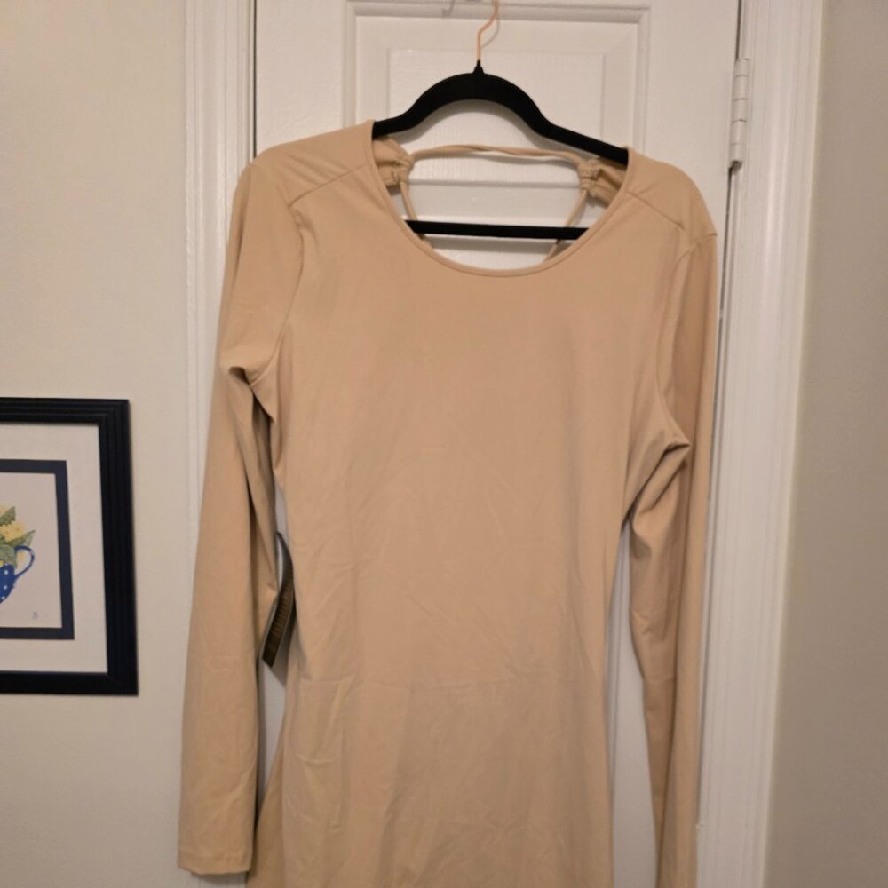 Brown Bebe Dress with Lace Up Back